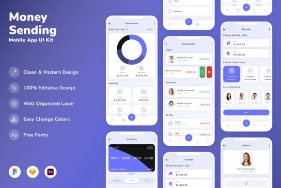 Money Sending Mobile App UI Kit