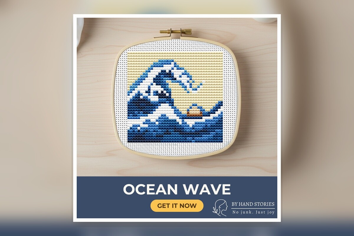 Ocean Wave Cross Stitch Pattern PDF