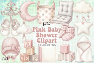 Pink Baby Shower Clipart Graphics Graphic by Padma.Design · Creative ...