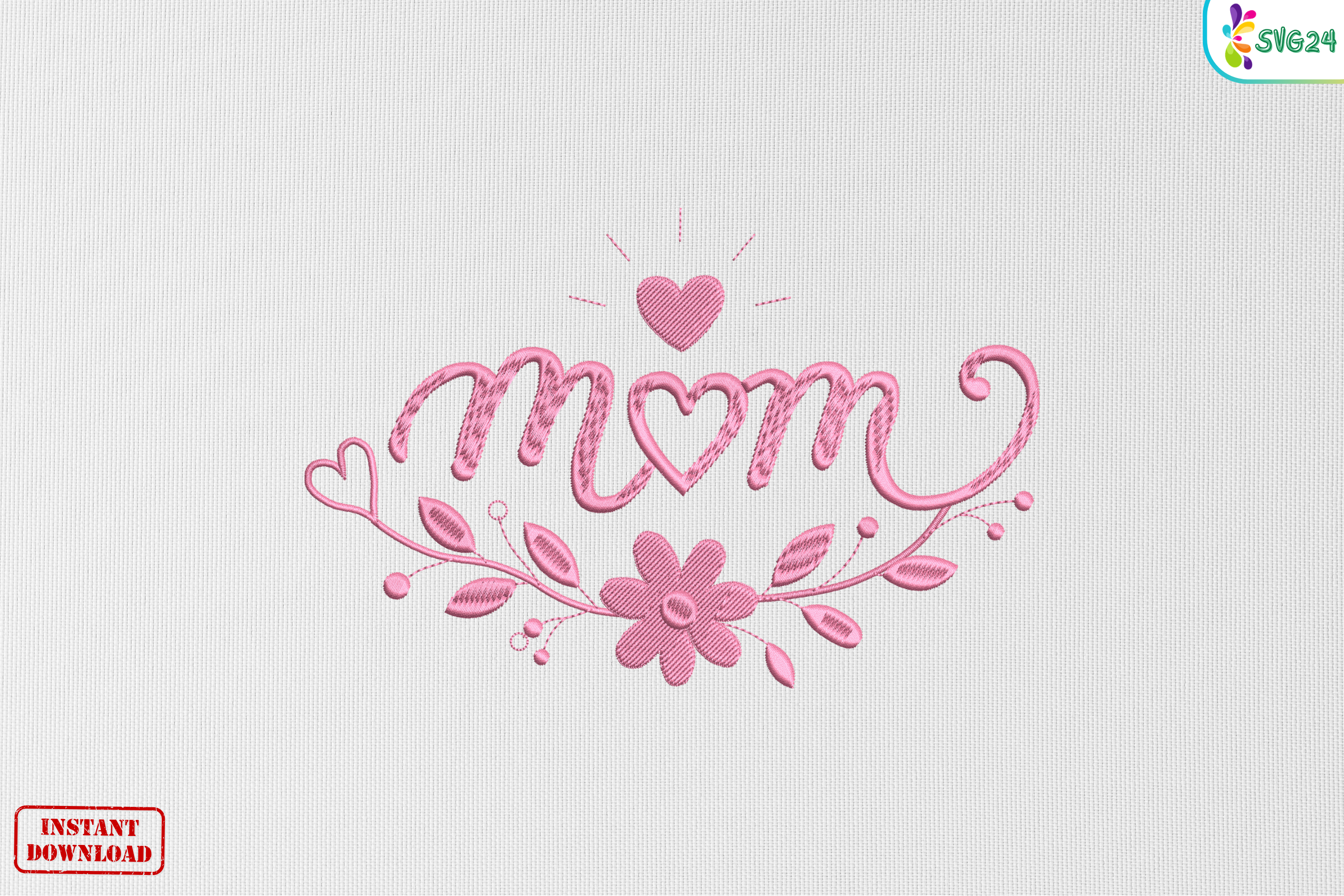 Pink Mom Heart Floral Charm