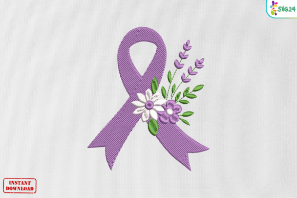 Purple Awareness Ribbon Blossom