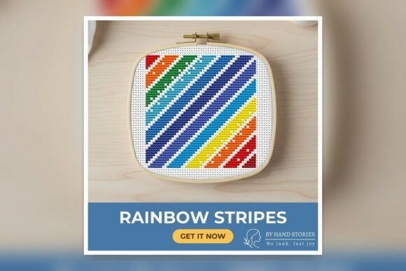 Rainbow Stripes Cross Stitch Pattern PDF