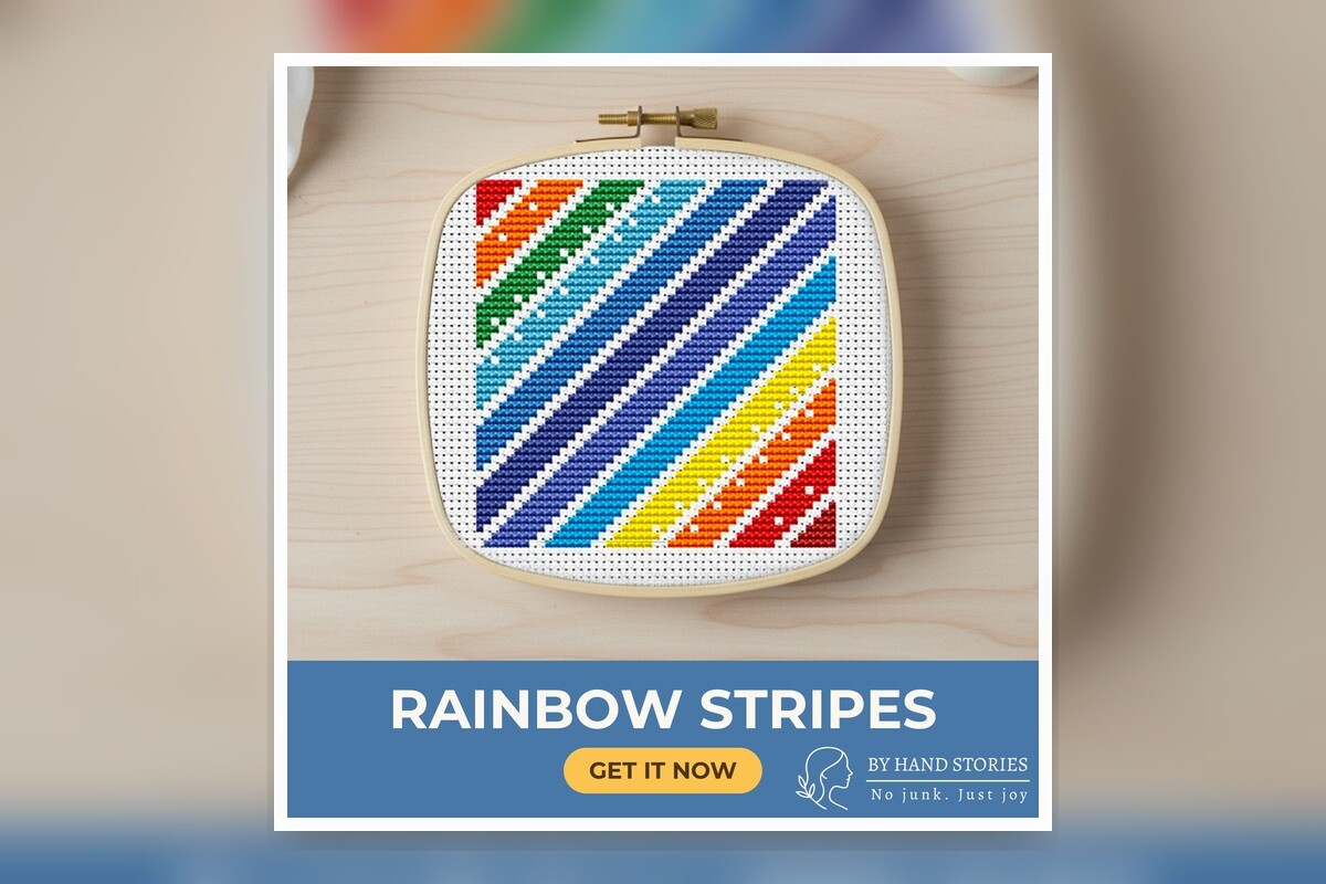 Rainbow Stripes Cross Stitch Pattern PDF