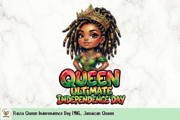 Rasta Queen Independence Day PNG, Jamaican Queen Grafica Design di T-shirt Di DigiArtDesign
