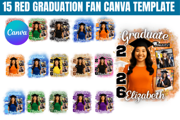 Red Graduation Fan Canva Template Graphic Print Templates By Gfx Shaown