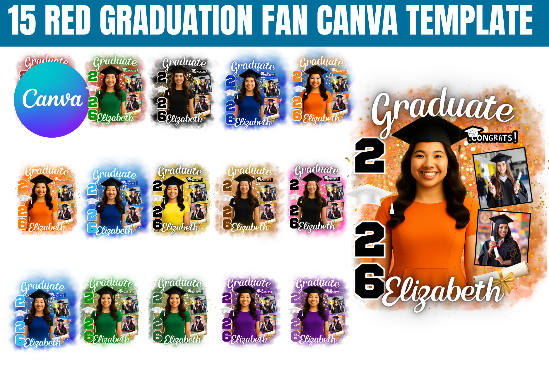 Red Graduation Fan Canva Template Graphic by Gfx Shaown · Creative Fabrica