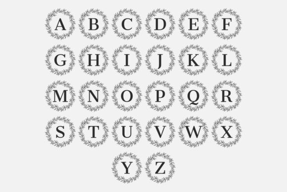 Regal Wreath Monogram Font PNG with transparent background - Preview 1