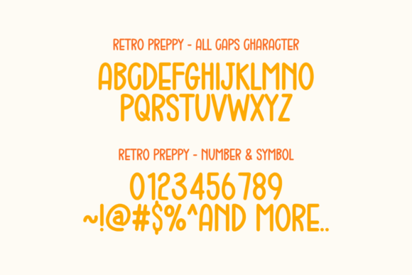 Retro Preppy Font PNG with transparent background - Preview 1