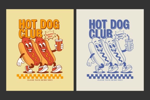 Retro Hot Dog Mascot Poster Design