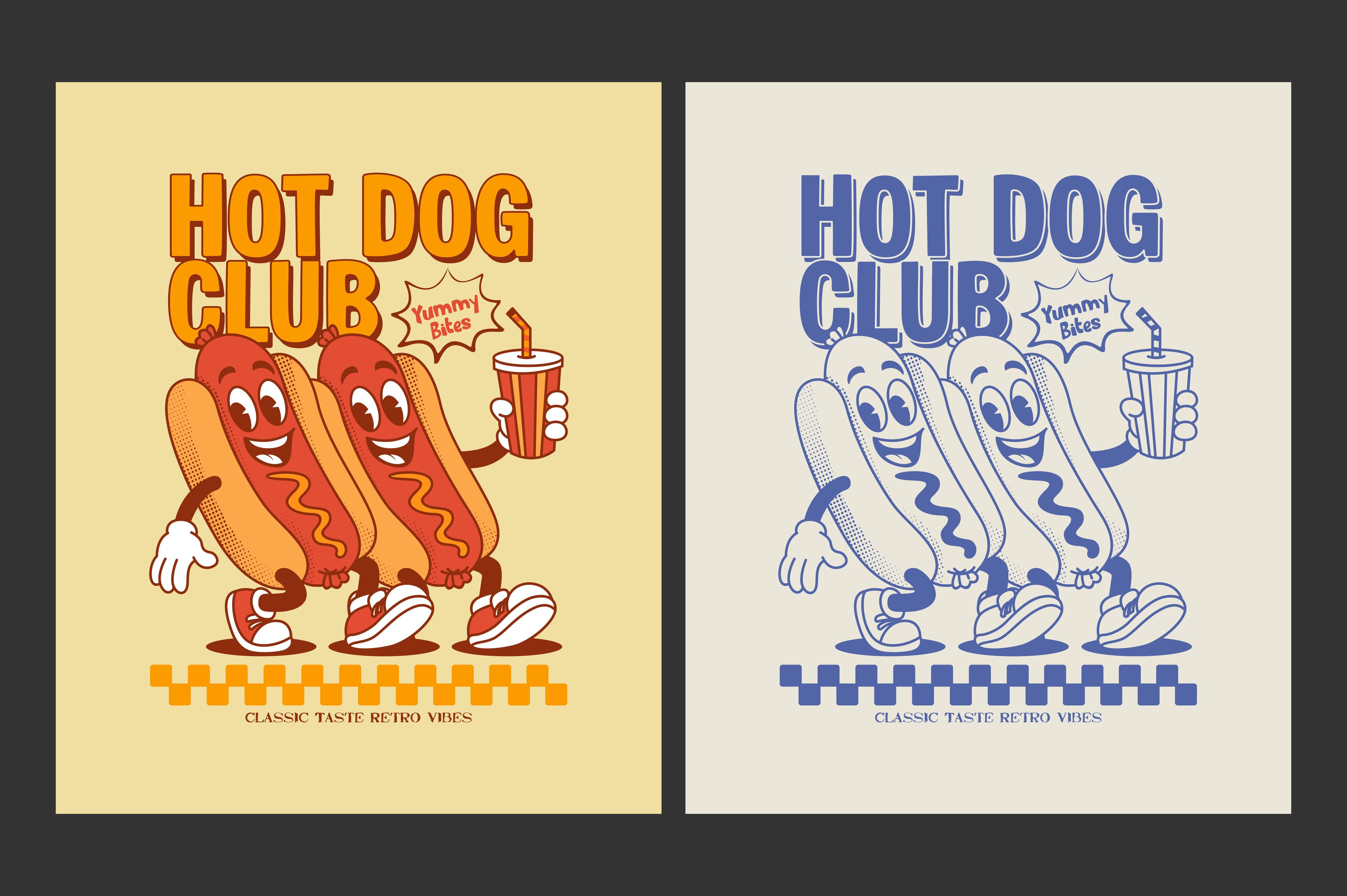 Retro Hot Dog Mascot Poster Design
