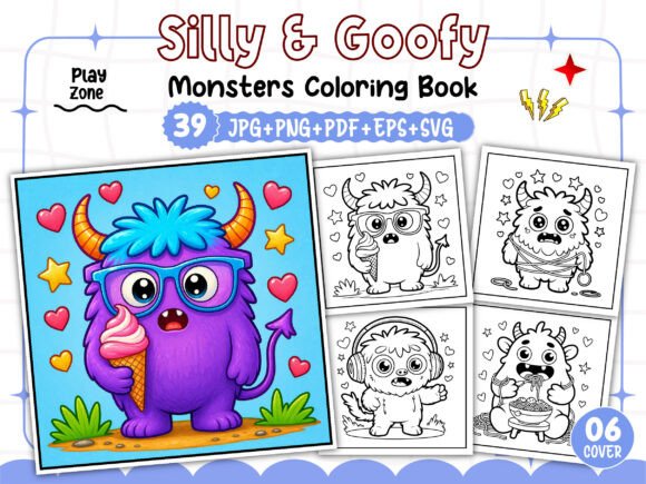 Preview of Silly & Goofy Monsters Coloring Pages coloring pages for adults