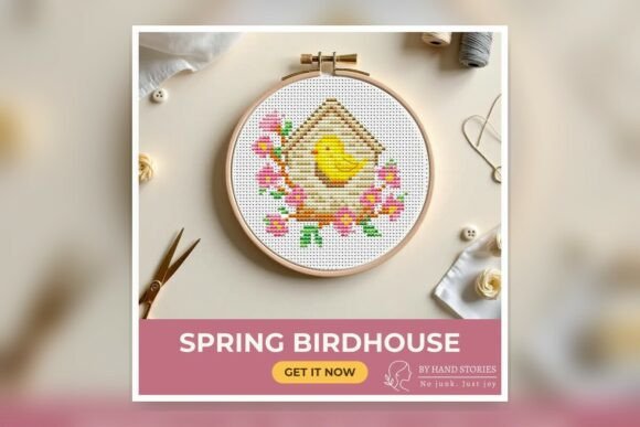 Spring Birdhouse Cross Stitch Pattern PD