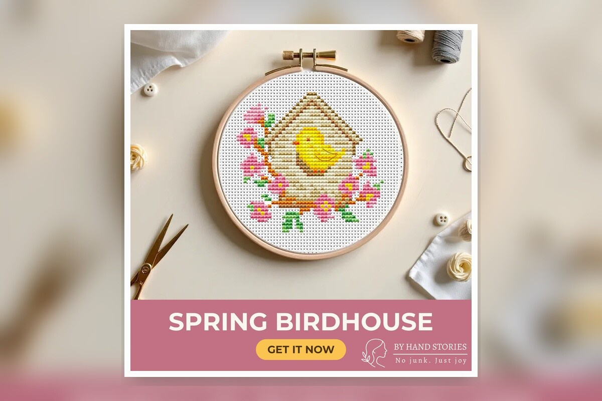 Spring Birdhouse Cross Stitch Pattern PD