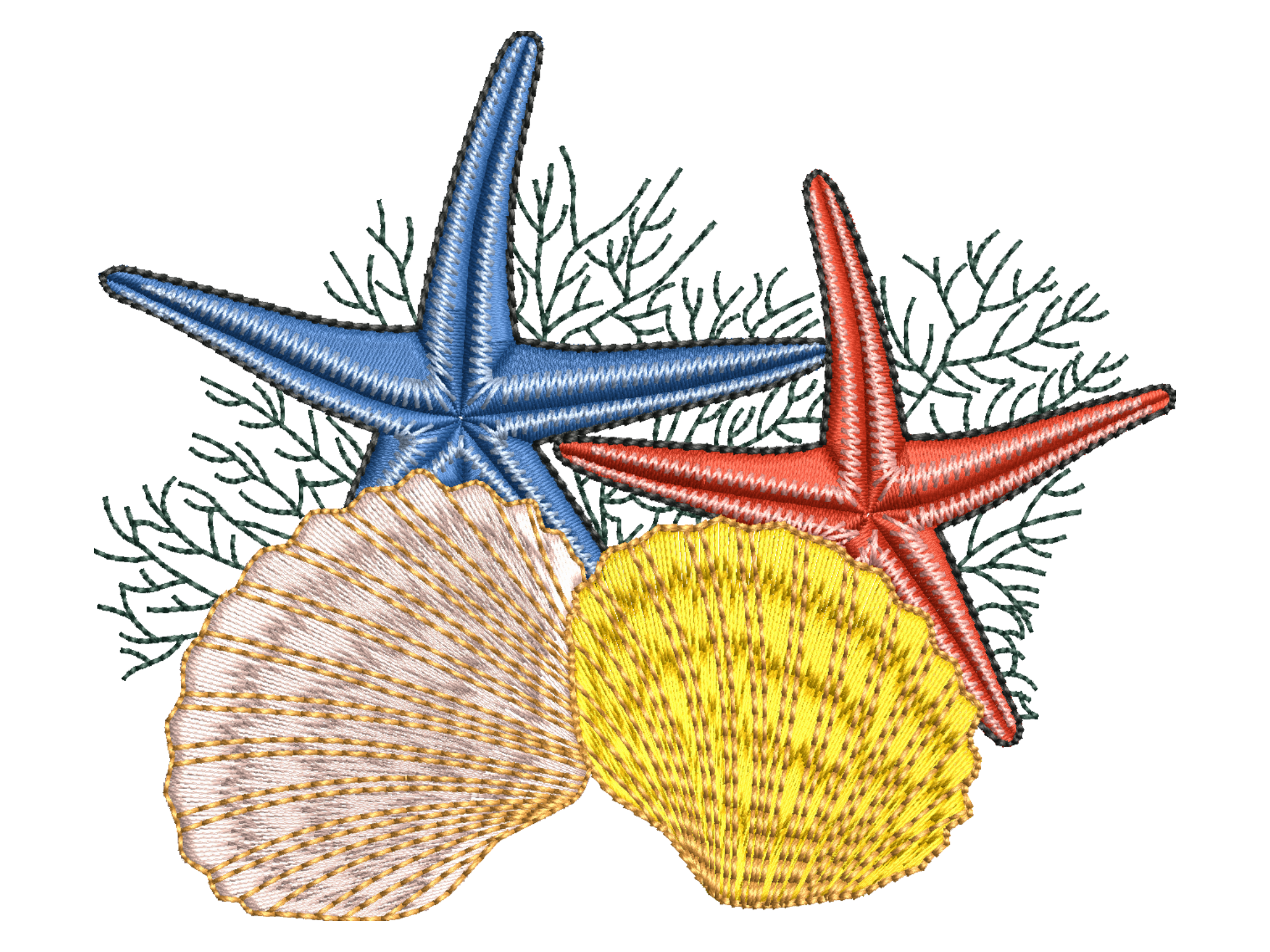 Starfish Seashell Embroidery