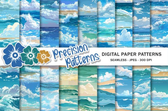 Summer Beach Ocean Waves Background Graphic Backgrounds By Precision Patterns
