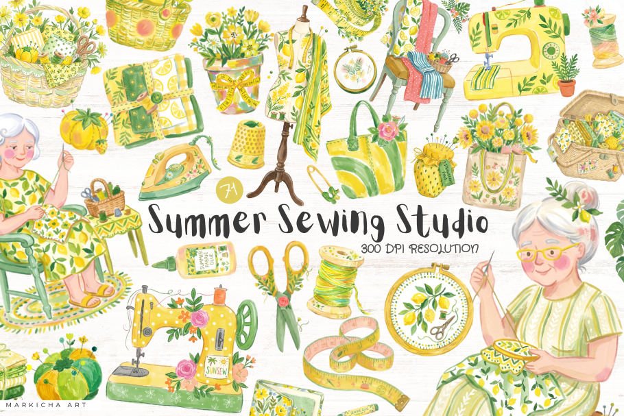 Summer Sewing Studio Clipart Graphic by Markicha Art · Creative Fabrica