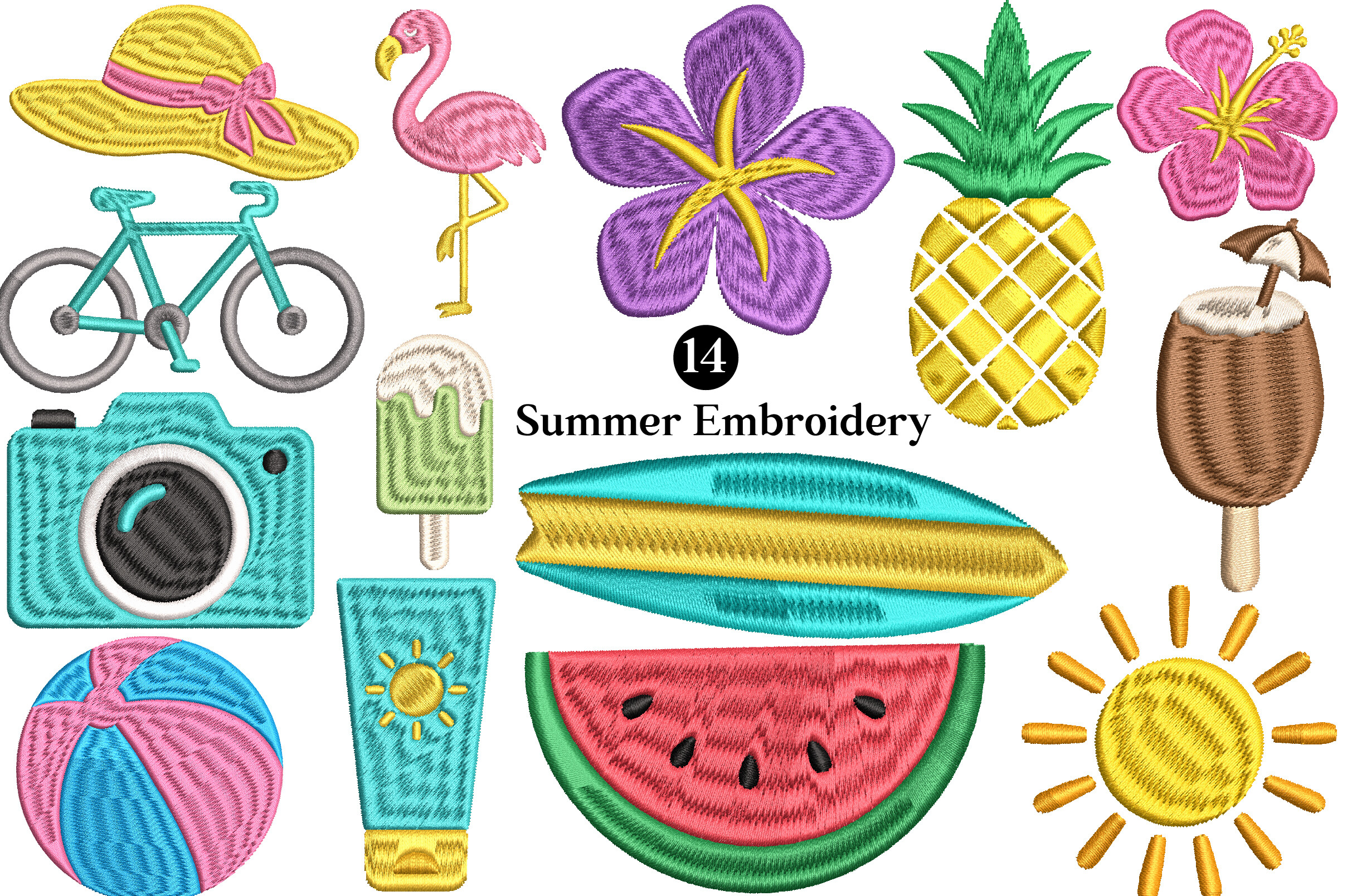 Summer Tropical Embroidery Design Bundle