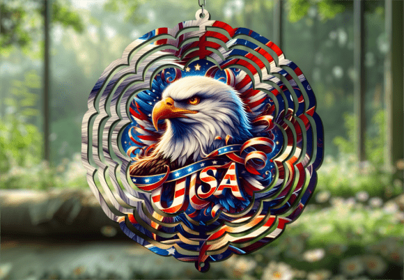 USA Eagle Flag 4th of July Wind Spinner Graphic Crafts By Mimi's Store