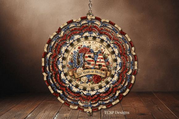 USA Freedom Wind Spinner Graphic Crafts By TCSP Designs