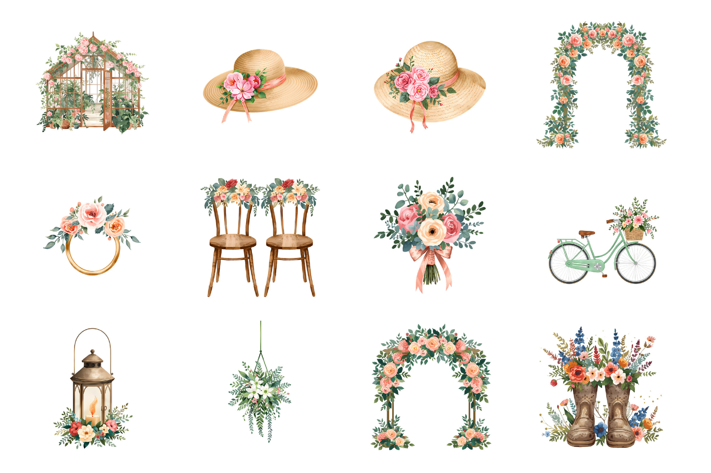 Watercolor Rustic Wedding Clipart Bundle - photo 2