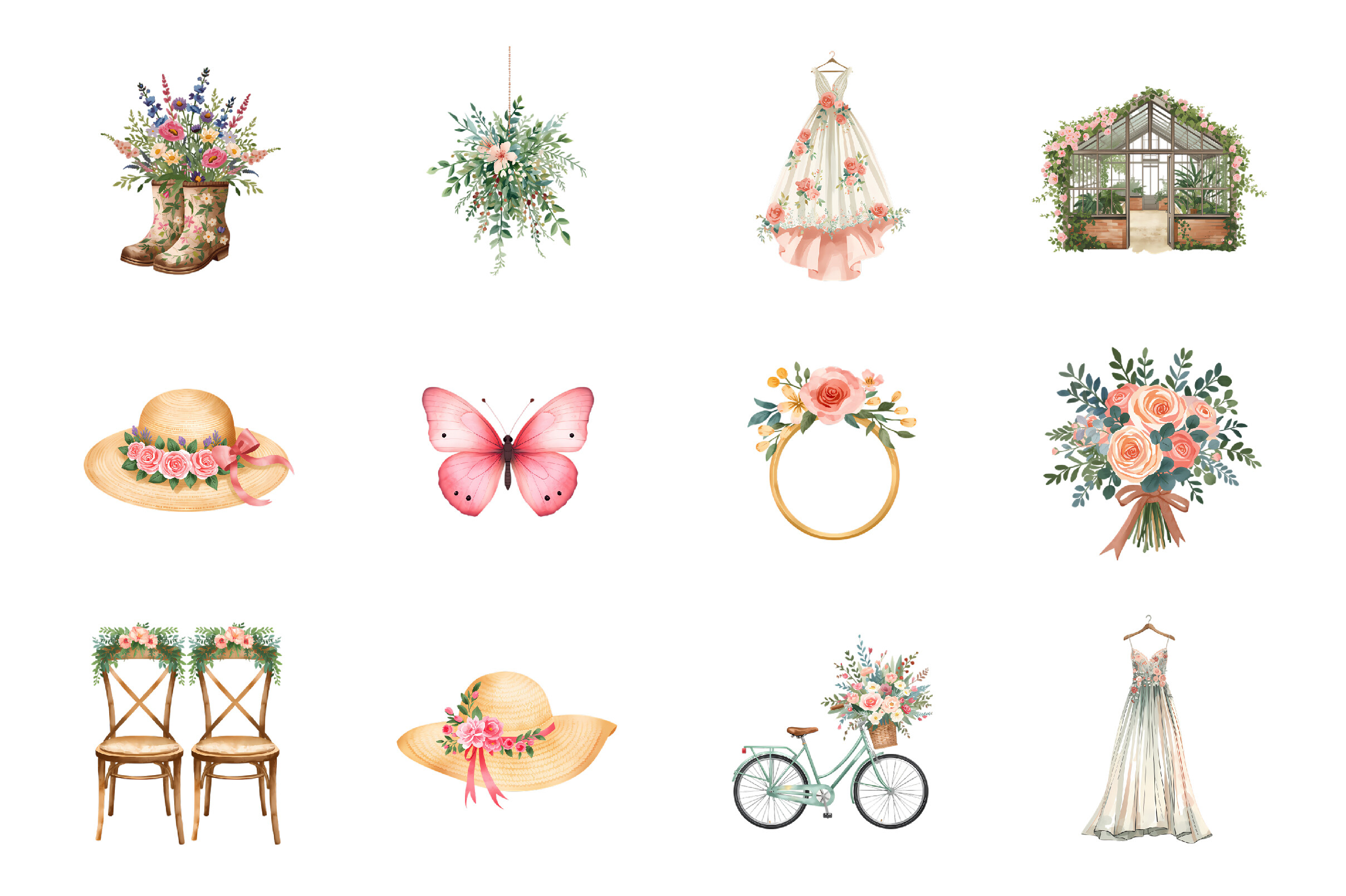 Watercolor Rustic Wedding Clipart Bundle - photo 3
