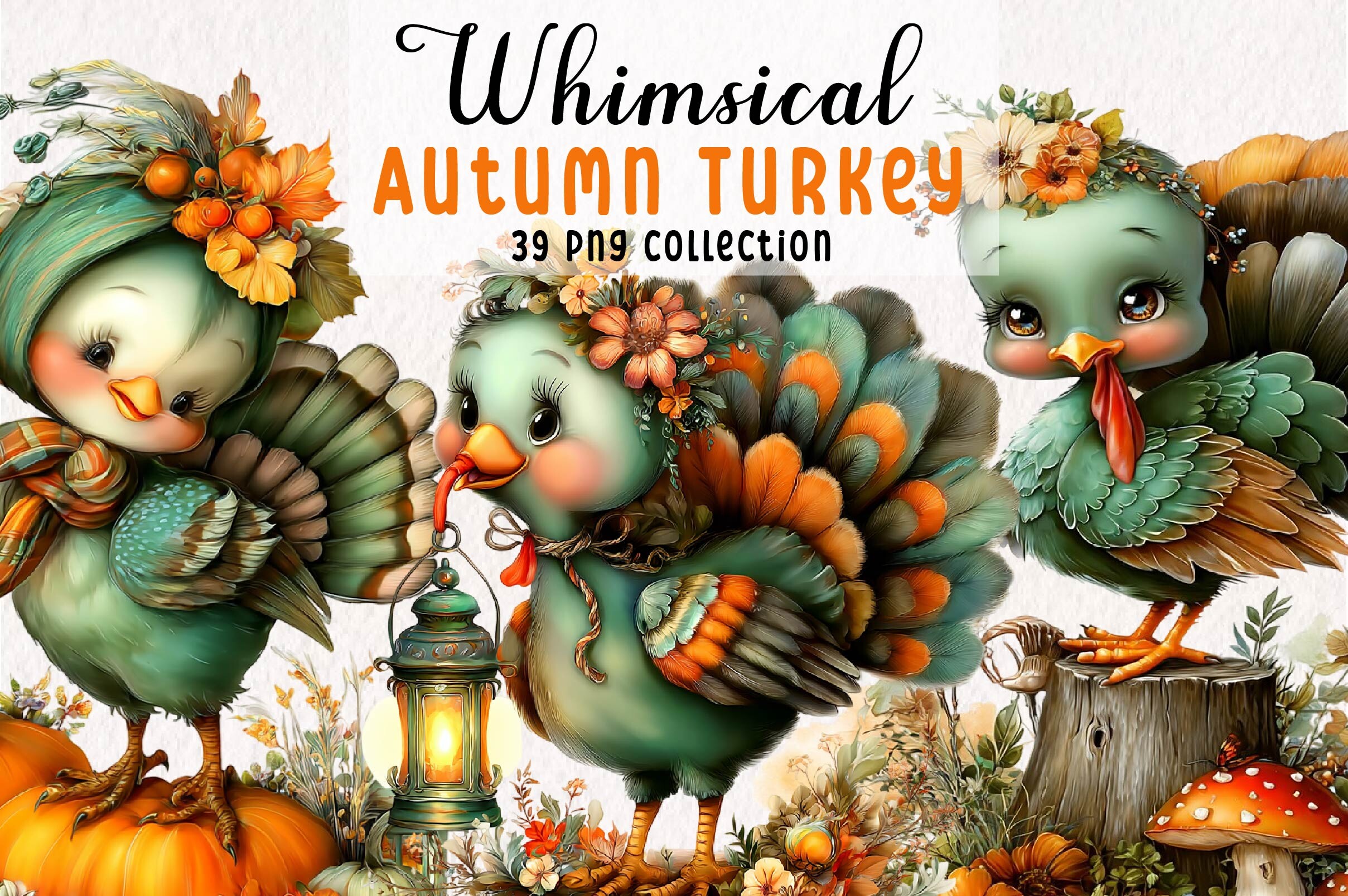 Whimsical Autumn Turkey Clipart Graphic by Print Magic · Creative Fabrica