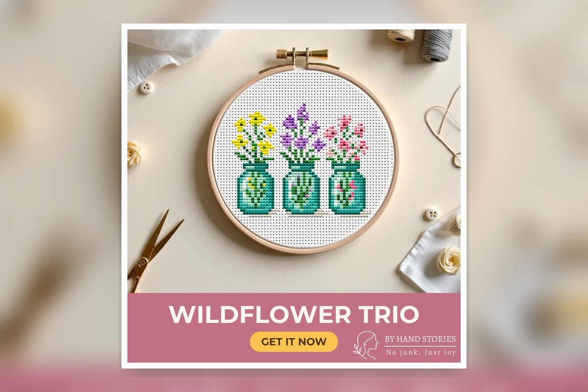 Wildflower Trio Cross Stitch Pattern PDF