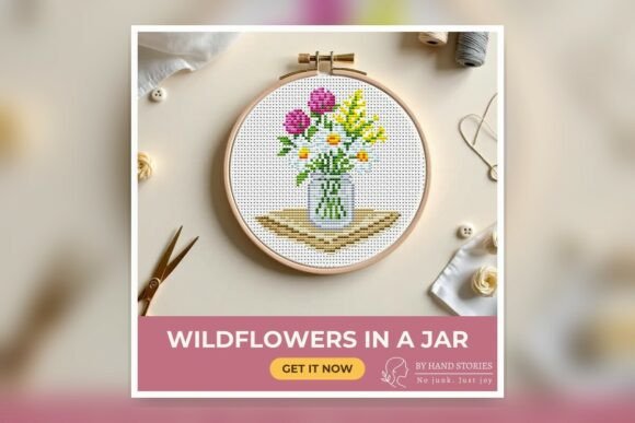 Wildflowers in a Jar Cross Stitch Patter