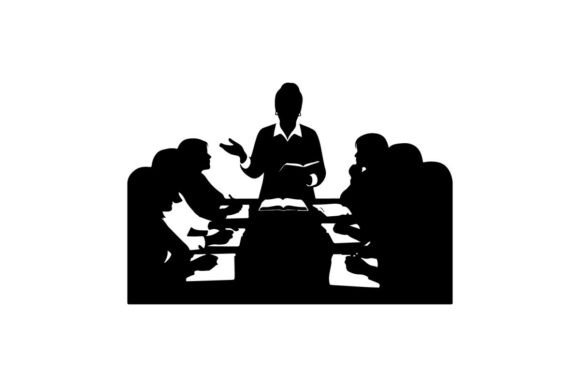 Business Team Meeting with Female Leader Graphic Illustrations By sctchcreations