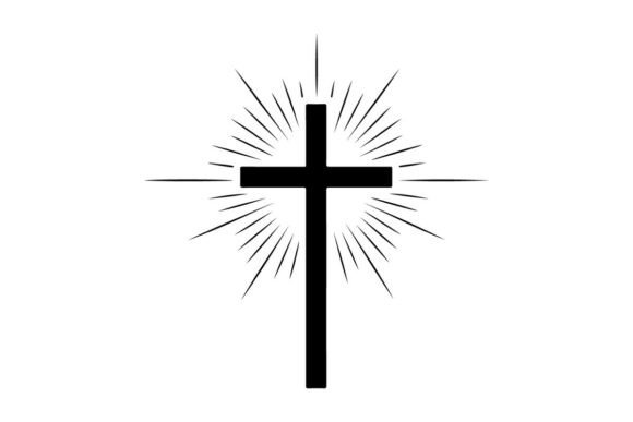 Minimalist Black Cross with Radiating Li Grafik Druckbare Illustrationen Von sctchcreations