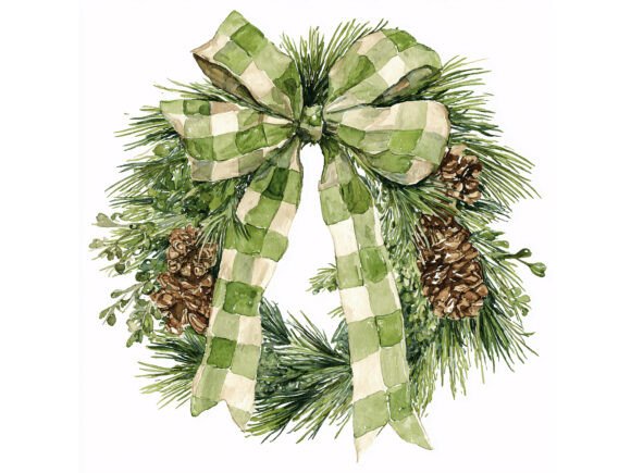 Jpg Green Christmas Wreath Set Graphics