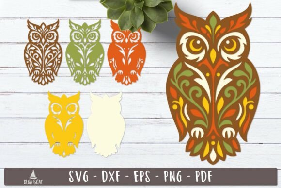 3D layered owl mandala SVG cut on Cricut Maker for pet memorial wall art