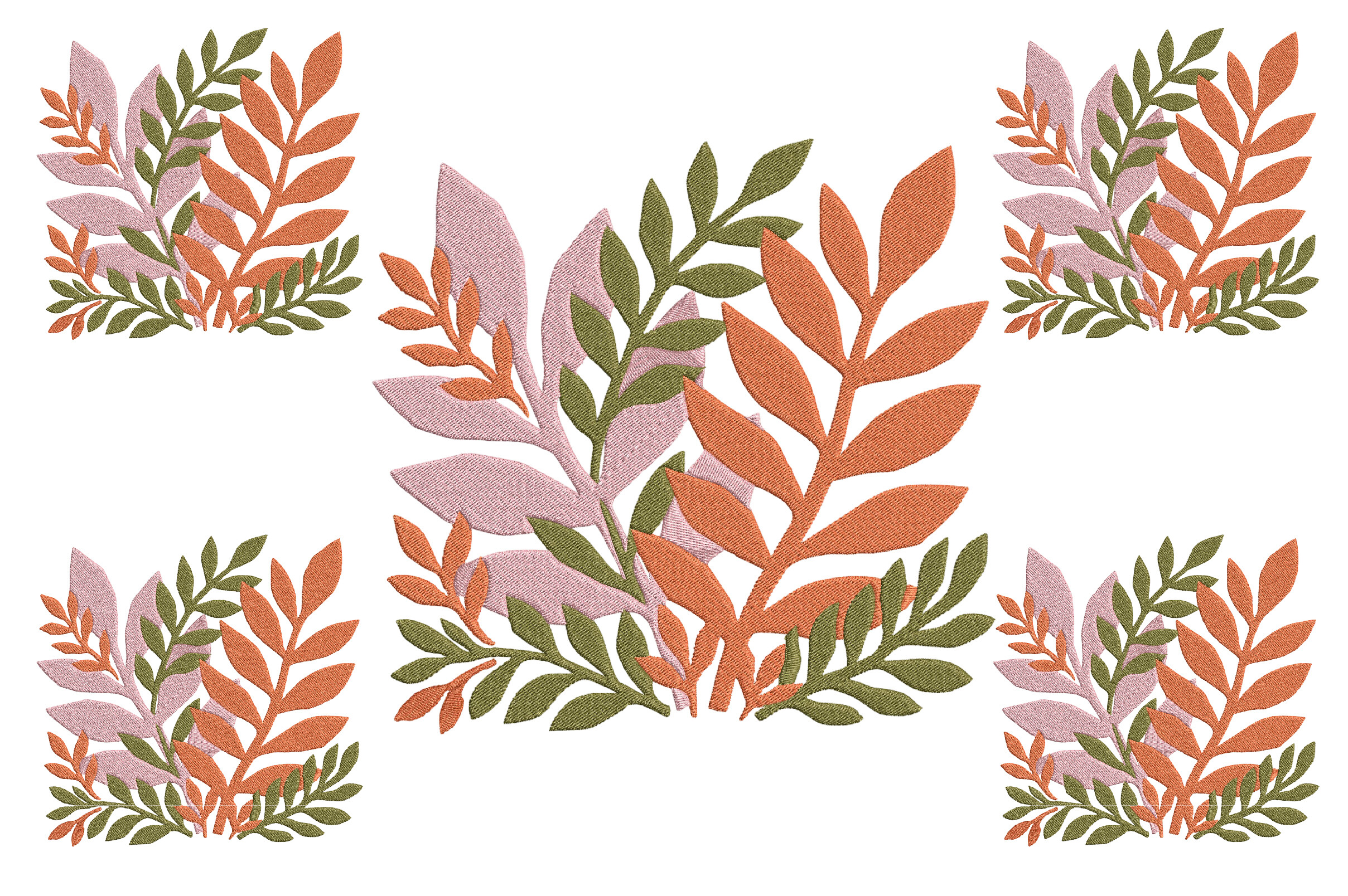 Abstract Leaf Embroidery Design