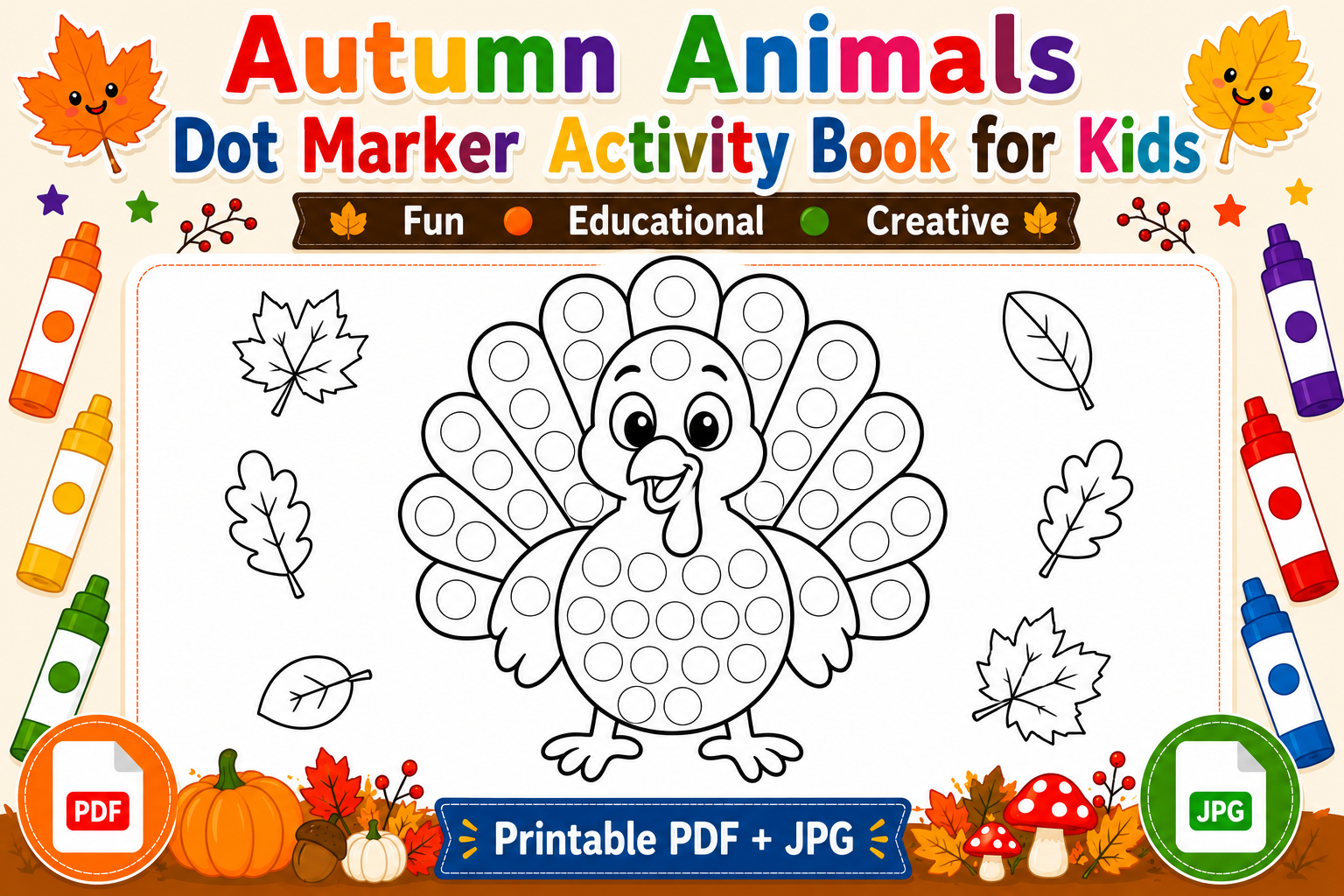 Autumn Dot Marker Coloring Page