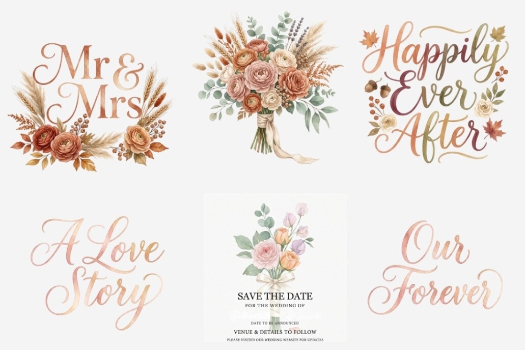 Autumn Wedding Clipart PNG Bundle - photo 3