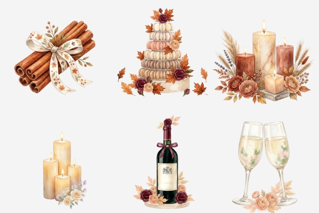 Autumn Wedding Clipart PNG Bundle - photo 5