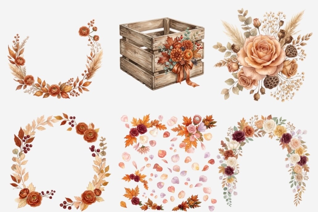 Autumn Wedding Clipart PNG Bundle - photo 6