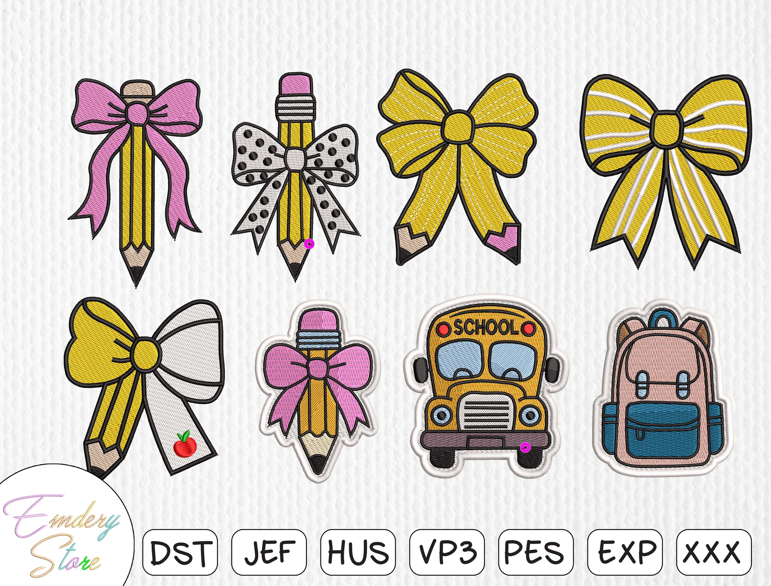 Back to School Patch Embroidery Bundle