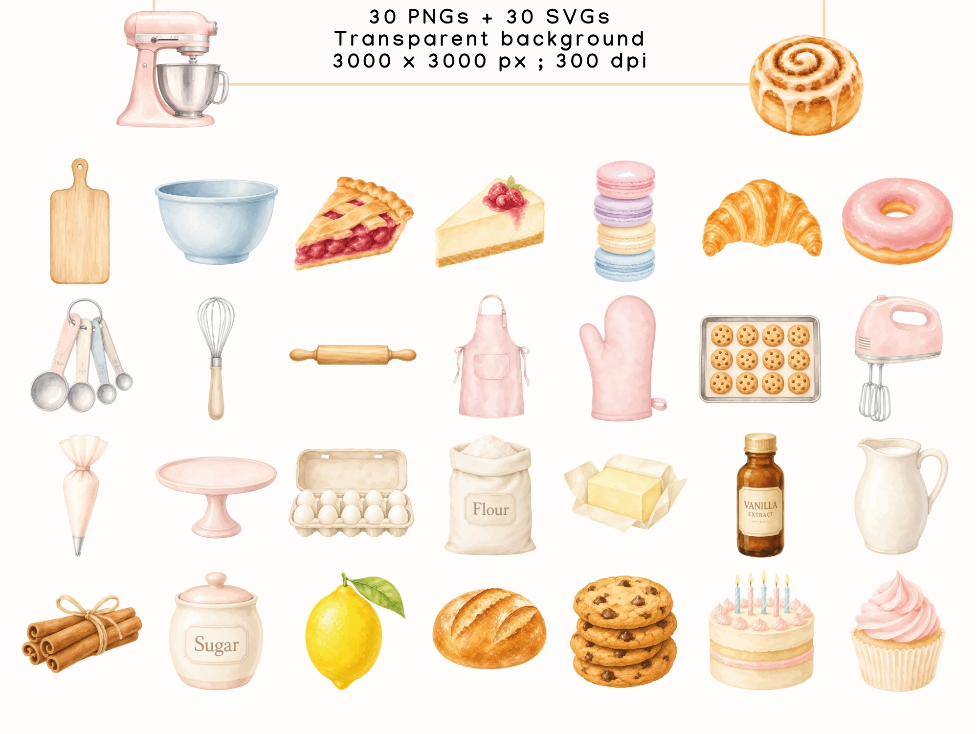 Baking Watercolor Cliparts, Kitchen Tool - photo 2