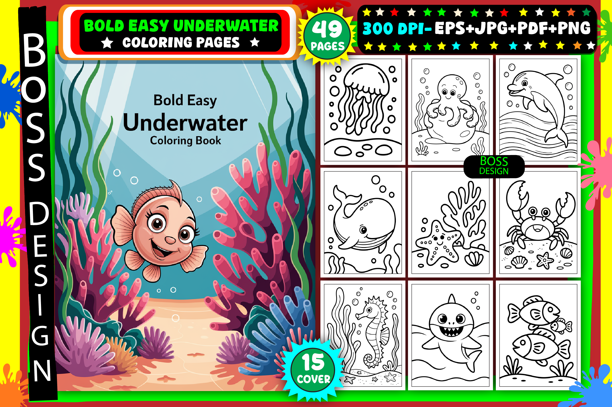 Bold Easy Underwater Coloring Pages
