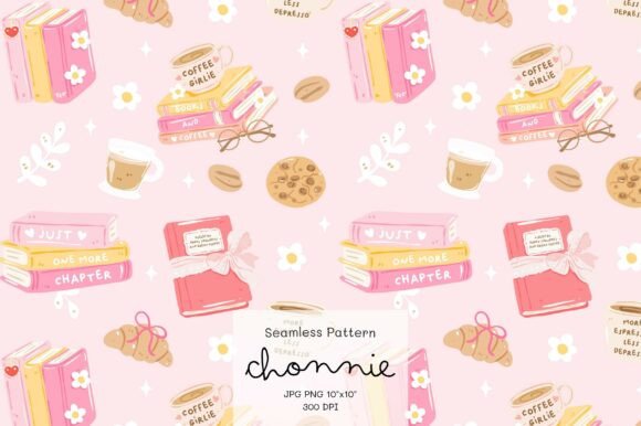 Bookish Coffee Seamless Pattern Graphic by Chonnieartwork · Creative ...