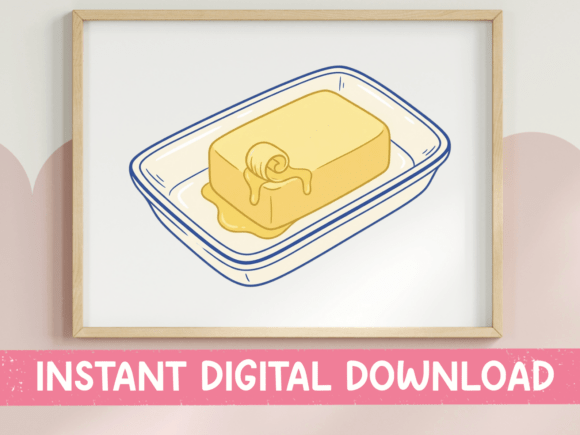 Butter Stick Line Art Kitchen Print