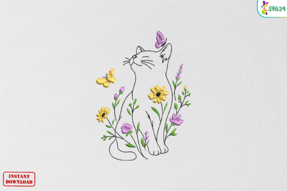 Butterfly Cat Garden Bloom