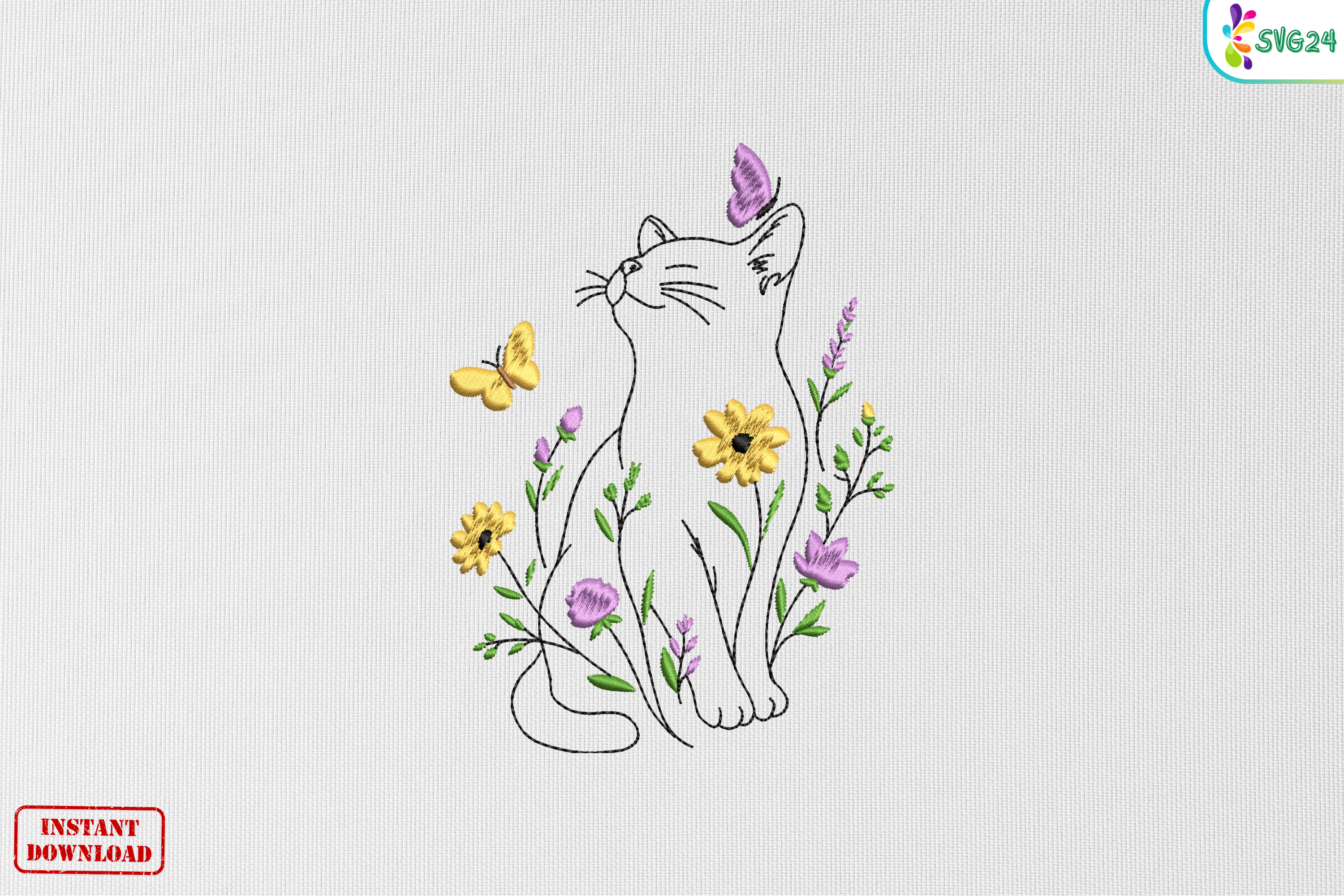 Butterfly Cat Garden Bloom
