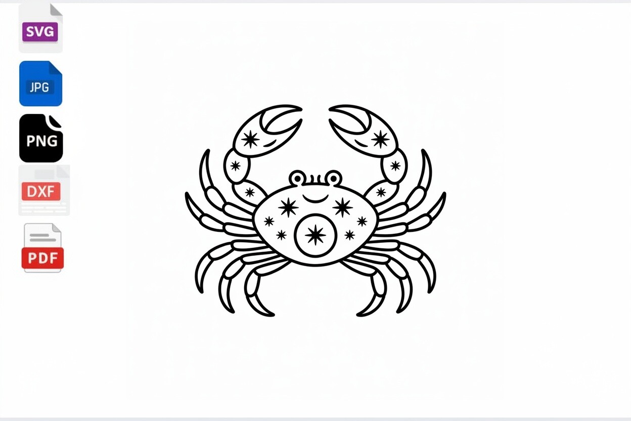 Cancer Zodiac Sign Crab Line Art SVG