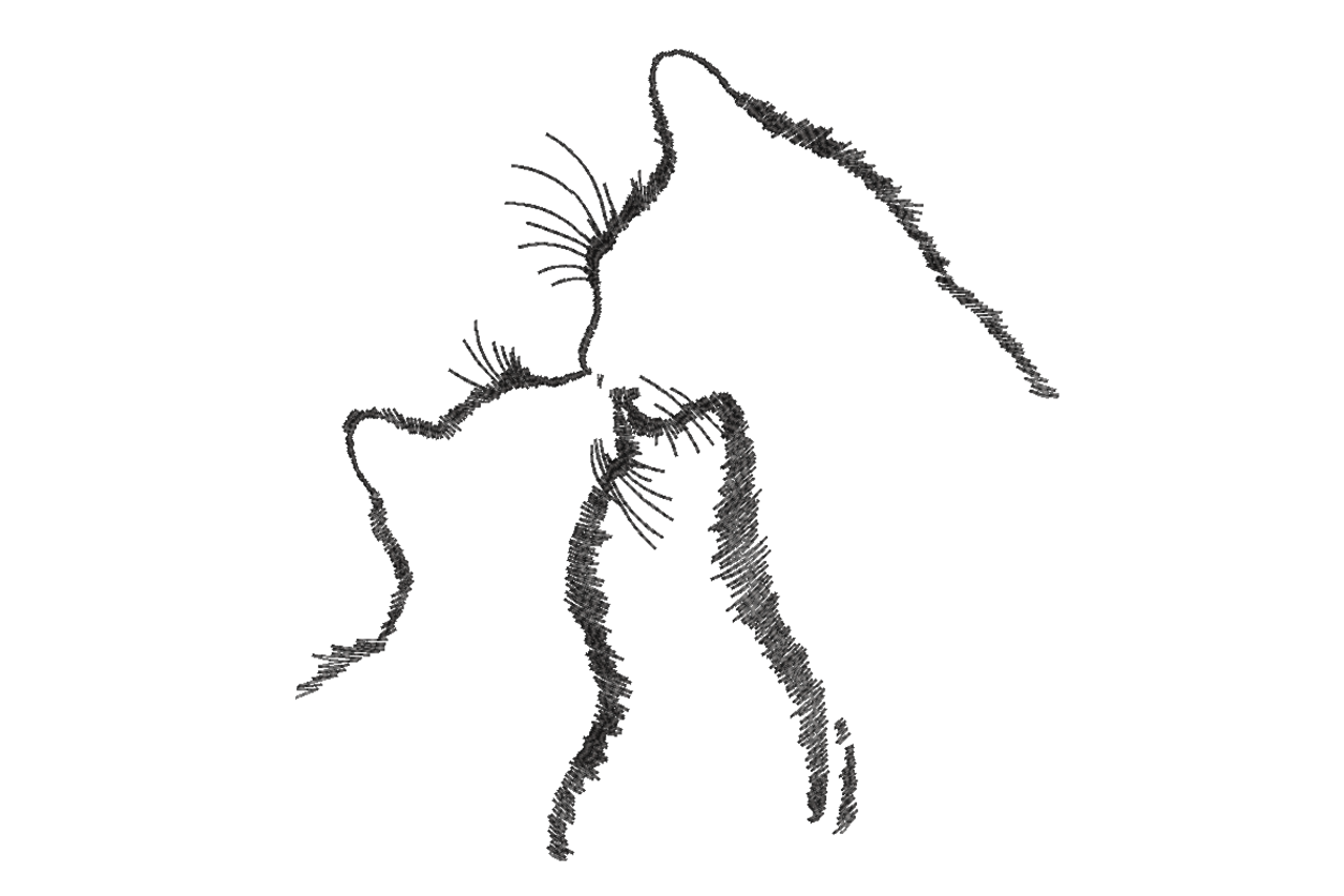 Cat Kiss Line Art