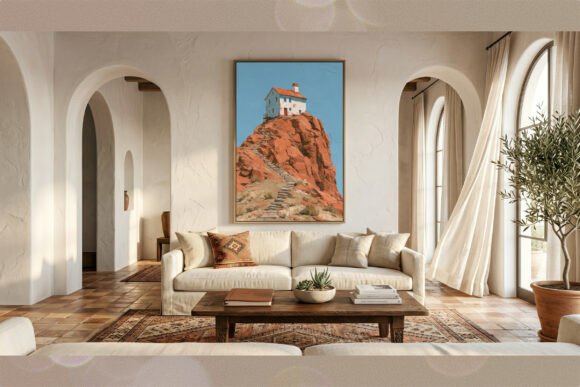 Cliffside Solitude: Impasto House Art