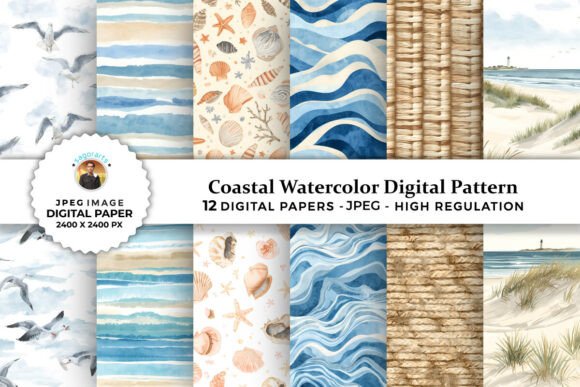 Coastal Watercolor Digital Patterns Graphic Patterns By sagorarts