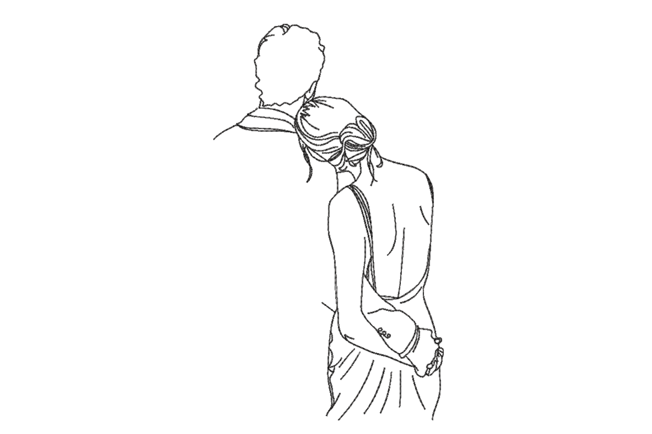 Couple Hug Line Art