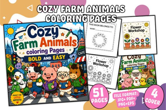 Cozy Farm Animals Coloring Pages